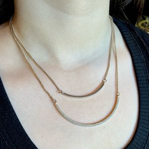 Curved Bar Double Strand Necklace Layered